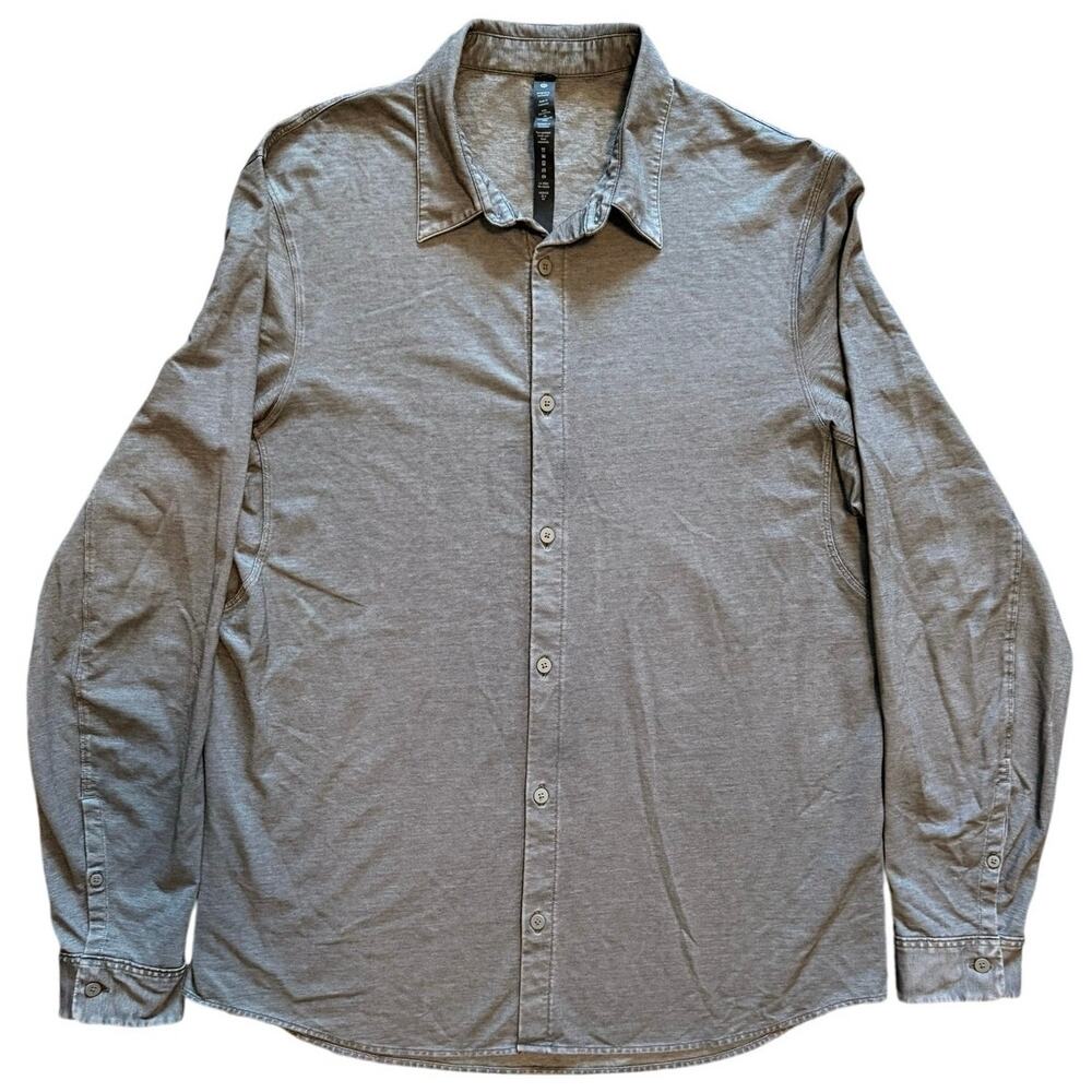 Lululemon Commission Long Sleeve Shirt Gray Button Up Stretch Mens Large LM3DJOS